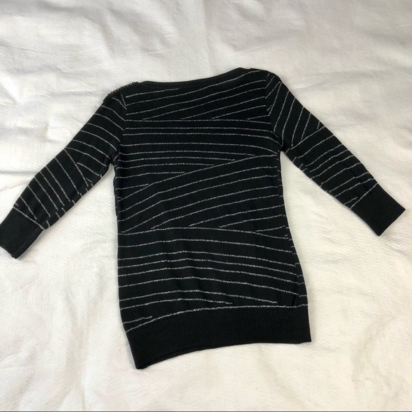 AX Armani Exchange Sweater Women’s M Studded Shoulders Metallic Stripes Designer - Picture 9 of 10